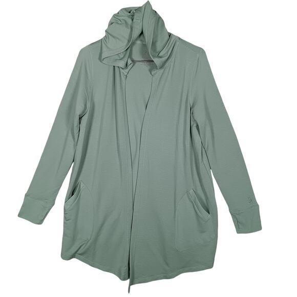 Cuddl Duds Open Cardigan Light Green Hoodie and Tumbhole Size Medium - Picture 1 of 5